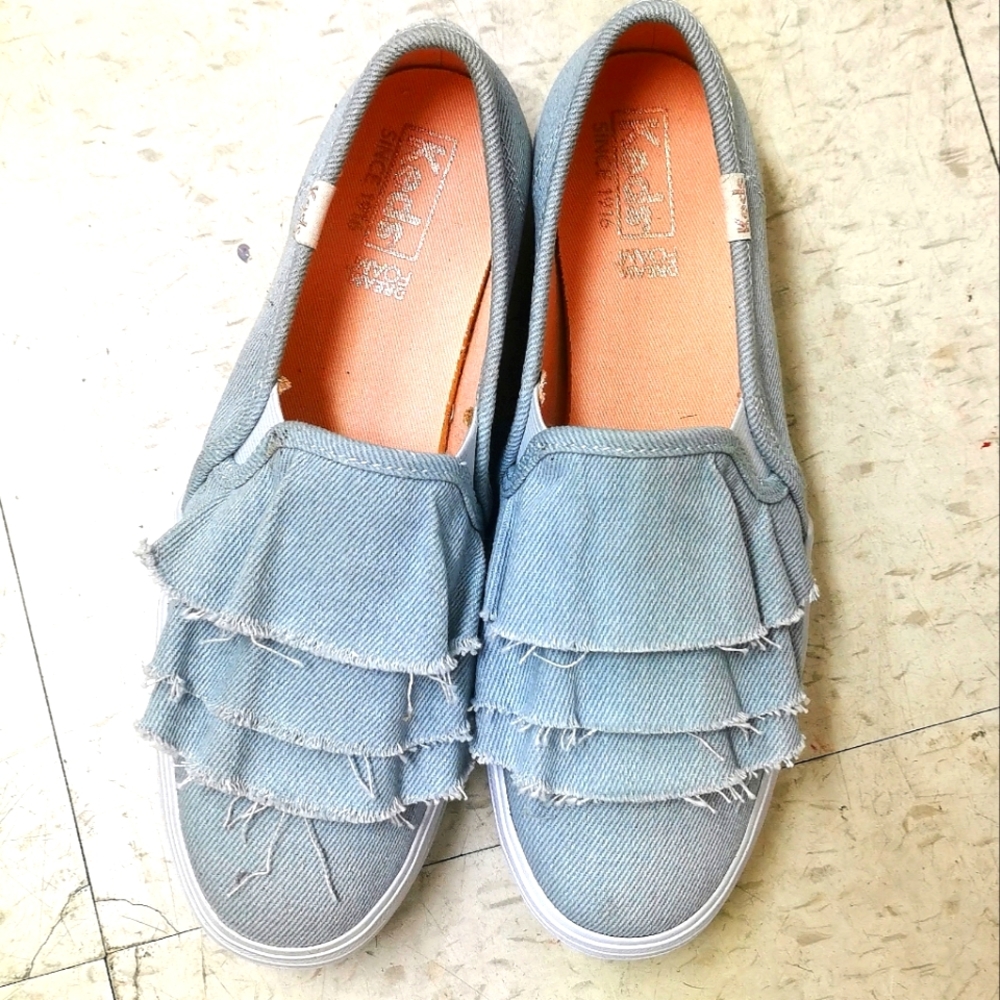 Keds Denim Ruffle Platforms